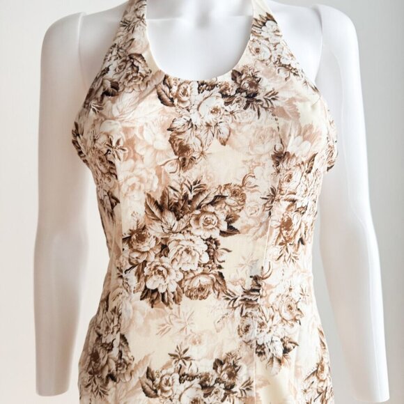 Lioness Brown Floral High Slit Maxi Dress S - Picture 7 of 8